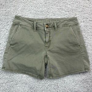 American Eagle Shorts Womens 0 Midi Super Stretch X Olive Green Casual Summer